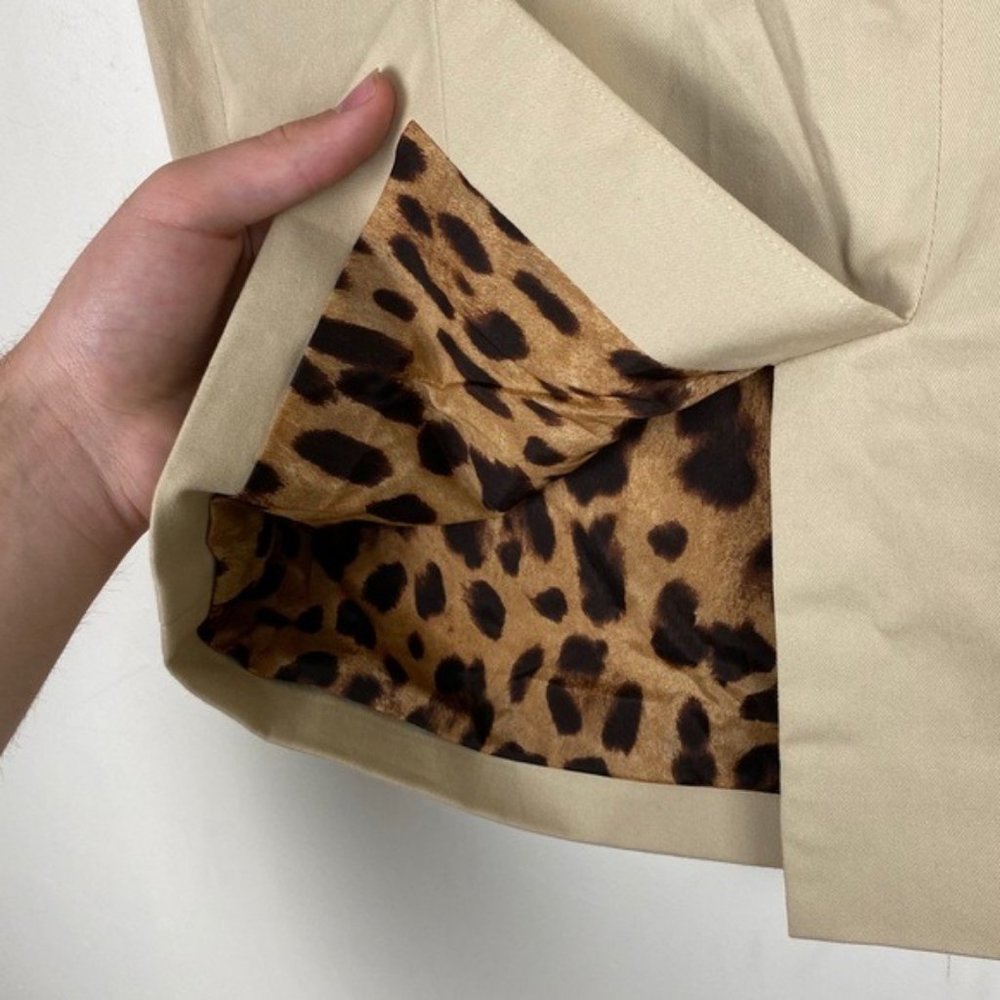 Dolce & Gabbana Khaki Leopard Lined Pencil Skirt